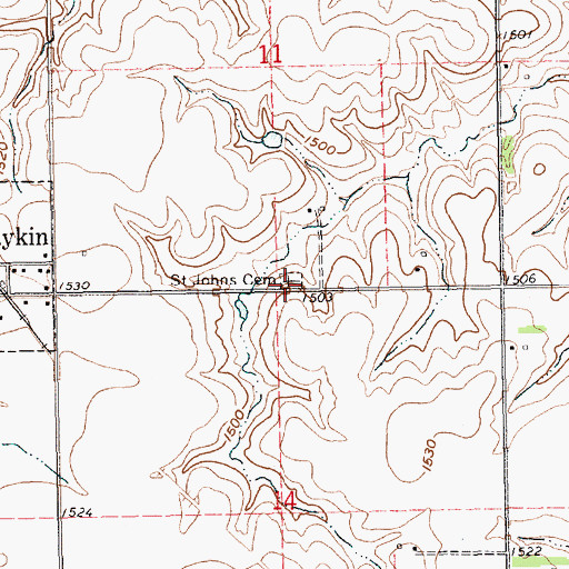 Topographic Map of Saint Johns Cemetery, NE