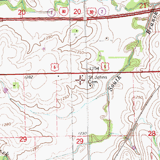 Topographic Map of Saint Johns Cemetery, NE