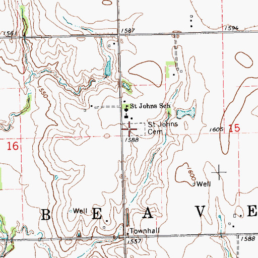 Topographic Map of Saint Johns Cemetery, NE