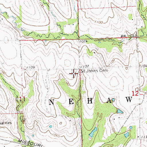 Topographic Map of Saint Johns Cemetery, NE