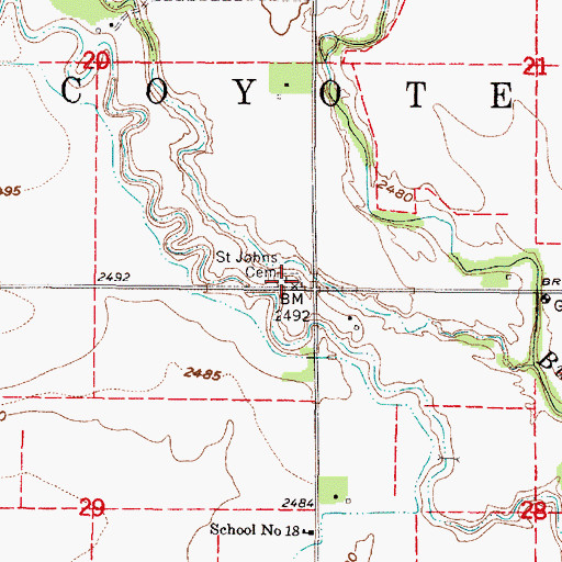 Topographic Map of Saint Johns Cemetery, NE