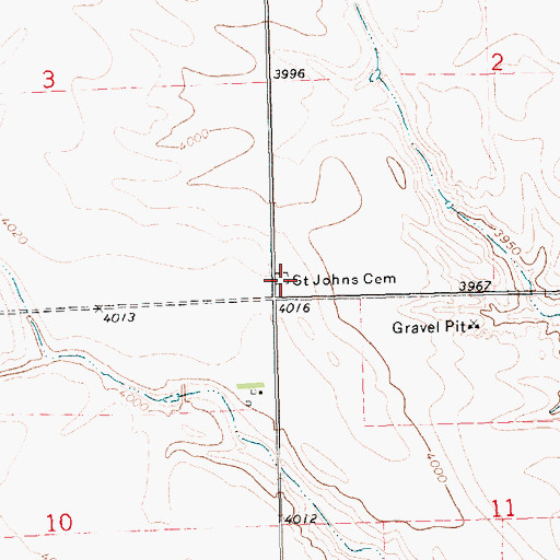 Topographic Map of Saint Johns Cemetery, NE