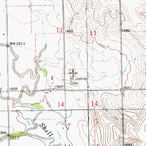 Topographic Map of Saint Johns Cemetery, NE