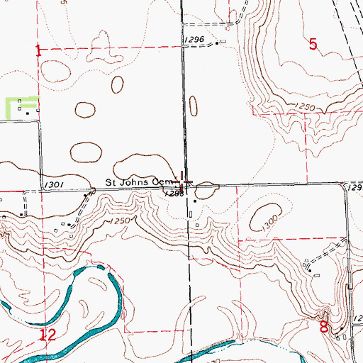 Topographic Map of Saint Johns Cemetery, NE