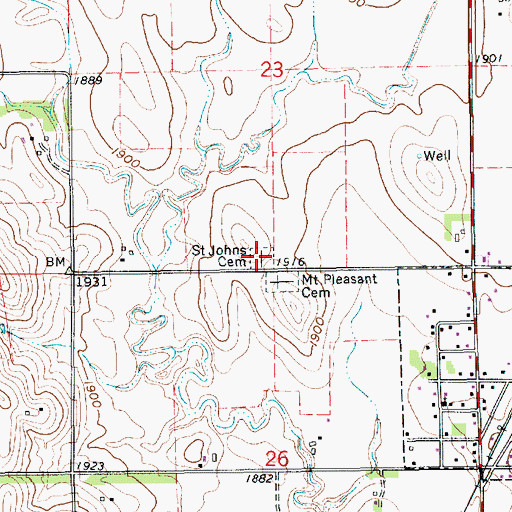 Topographic Map of Saint Johns Cemetery, NE