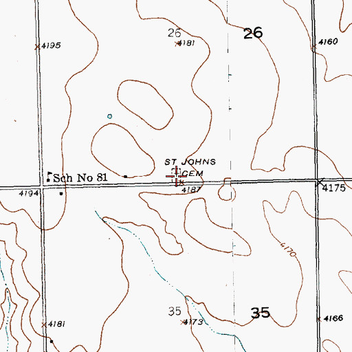 Topographic Map of Saint Johns Cemetery, NE
