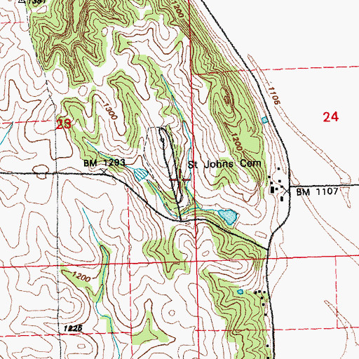 Topographic Map of Saint Johns Cemetery, NE