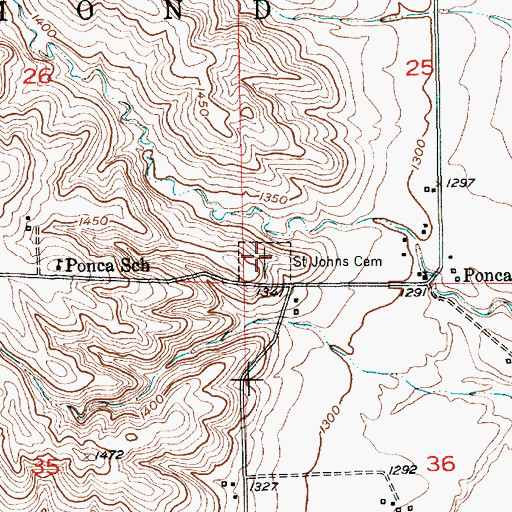 Topographic Map of Saint Johns Cemetery, NE