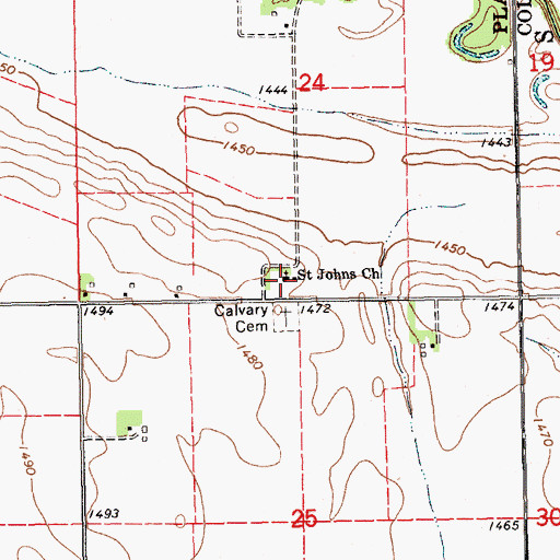 Topographic Map of Saint Johns Church, NE