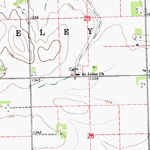Topographic Map of Saint Johns Church, NE