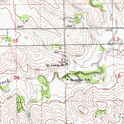 Topographic Map of Saint Johns Church, NE