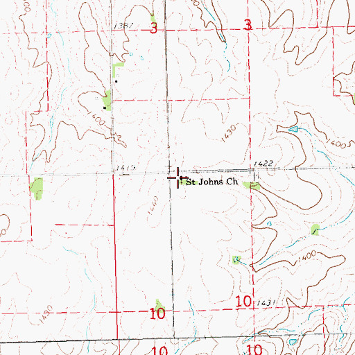 Topographic Map of Saint Johns Church, NE