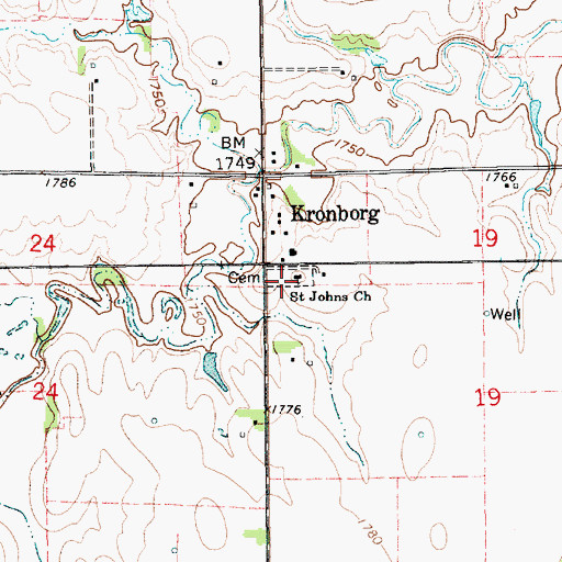 Topographic Map of Saint Johns Church, NE