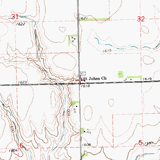Topographic Map of Saint Johns Church, NE