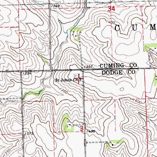 Topographic Map of Saint Johns Church, NE