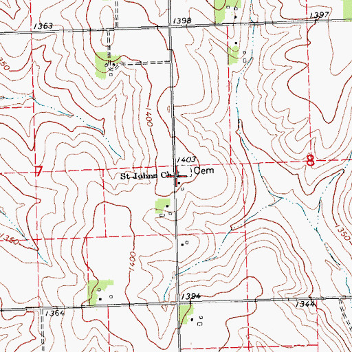 Topographic Map of Saint Johns Church, NE