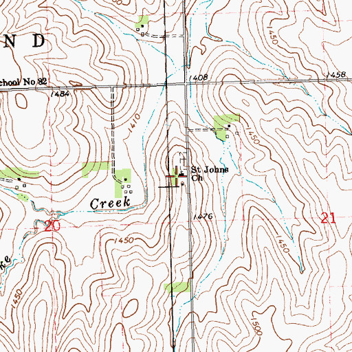 Topographic Map of Saint Johns Church, NE