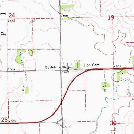 Topographic Map of Saint Johns Church, NE