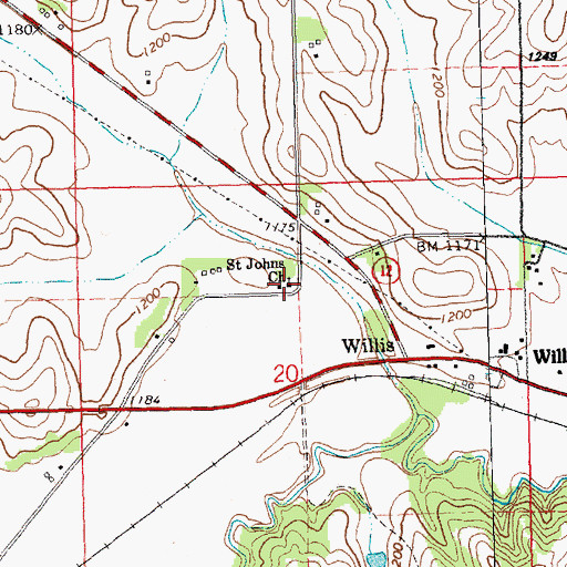 Topographic Map of Saint Johns Church, NE