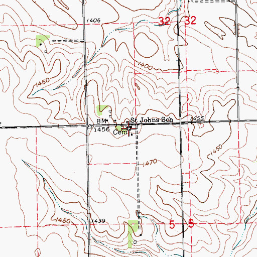Topographic Map of Saint Johns School, NE