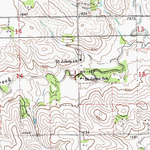 Topographic Map of Saint Johns School, NE