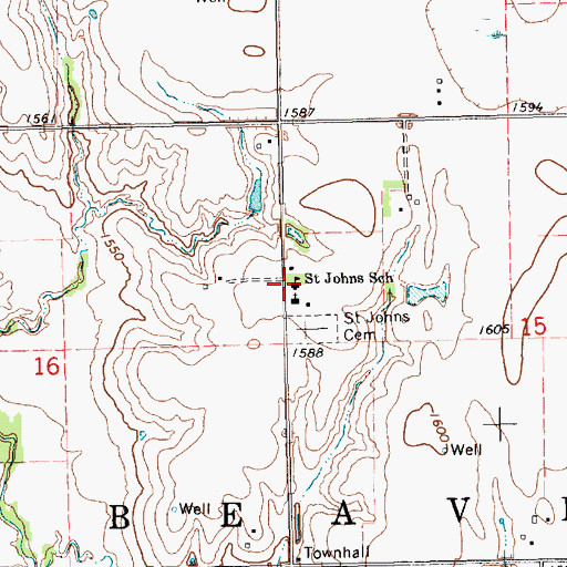 Topographic Map of Saint Johns School, NE