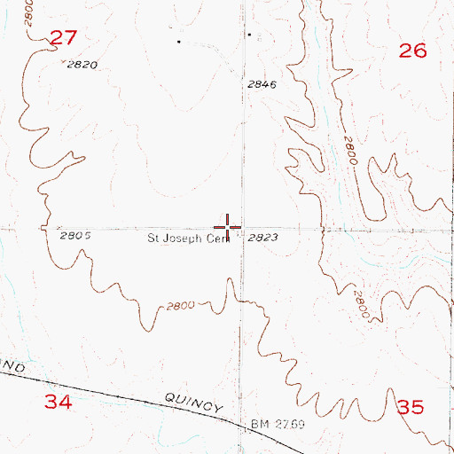 Topographic Map of Saint Joseph Cemetery, NE