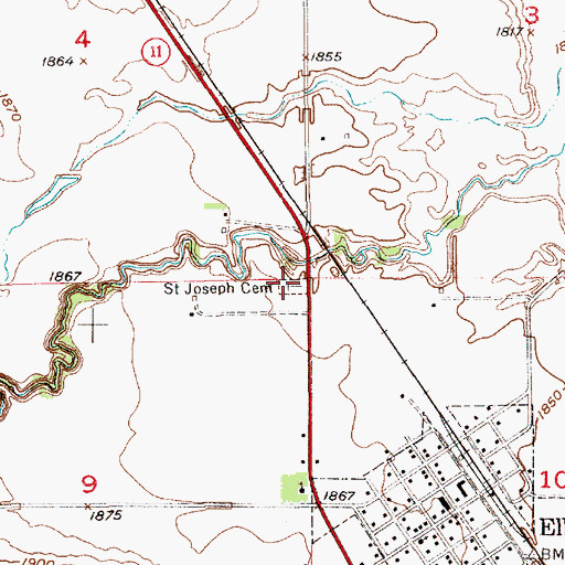 Topographic Map of Saint Joseph Cemetery, NE