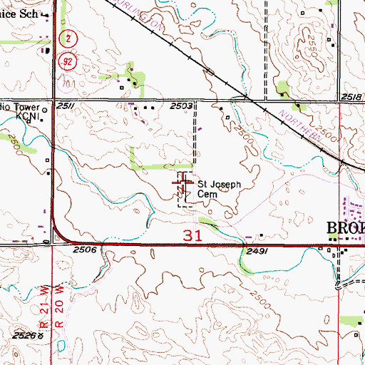 Topographic Map of Saint Joseph Cemetery, NE