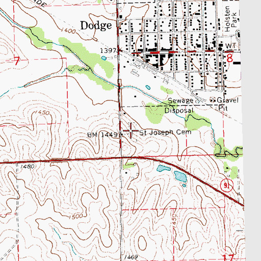 Topographic Map of Saint Joseph Cemetery, NE