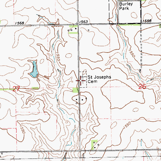 Topographic Map of Saint Josephs Cemetery, NE