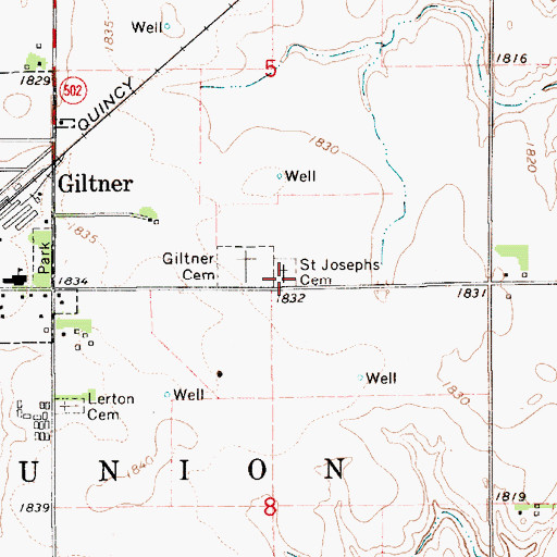 Topographic Map of Saint Josephs Cemetery, NE