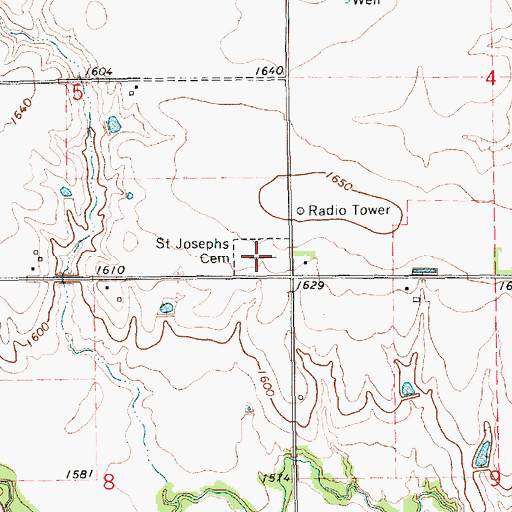 Topographic Map of Saint Josephs Cemetery, NE