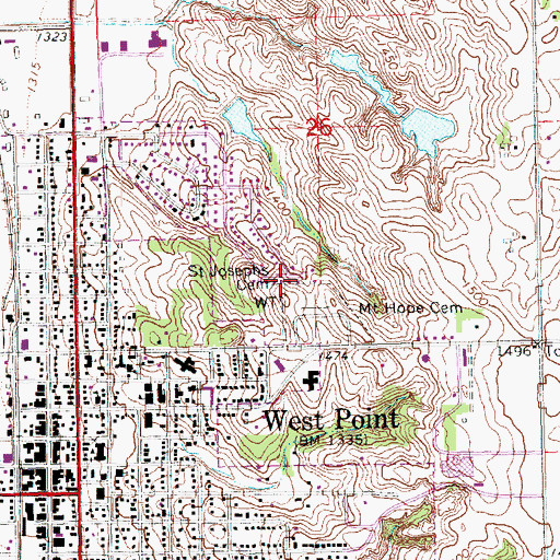 Topographic Map of Saint Josephs Cemetery, NE