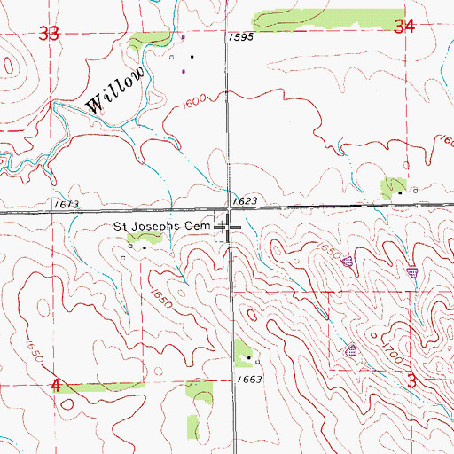 Topographic Map of Saint Josephs Cemetery, NE