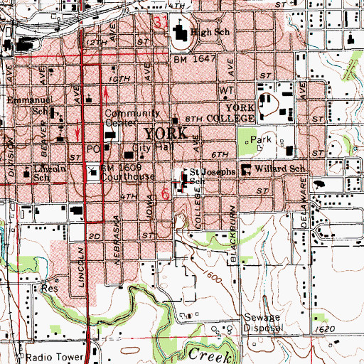 Topographic Map of Saint Josephs Catholic School, NE