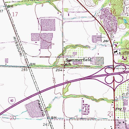 Topographic Map of Summerfield Church, AR