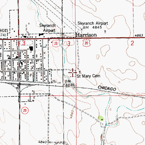 Topographic Map of Saint Mary Cemetery, NE