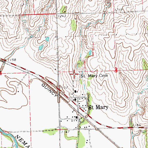 Topographic Map of Saint Mary Cemetery, NE