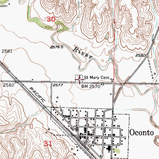 Topographic Map of Saint Mary Cemetery, NE