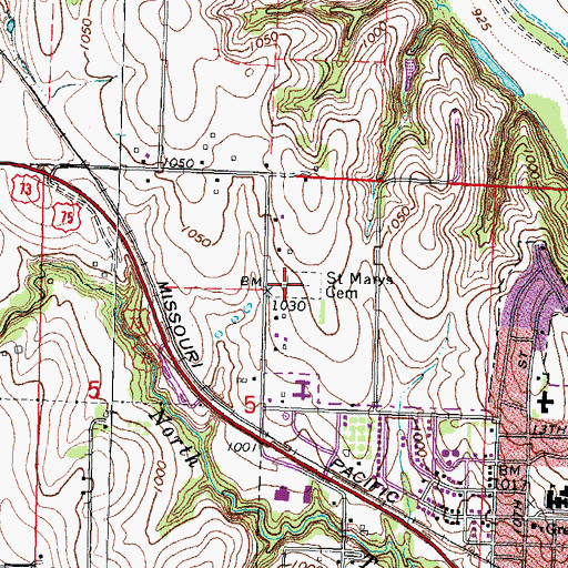 Topographic Map of Saint Marys Cemetery, NE