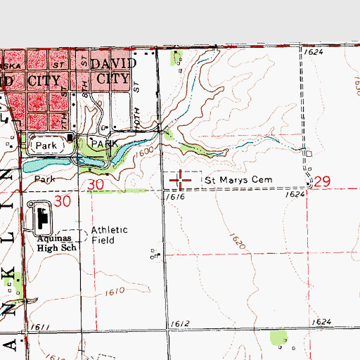 Topographic Map of Saint Marys Cemetery, NE