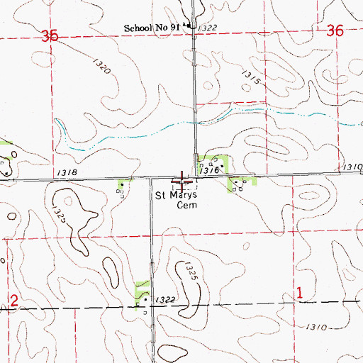 Topographic Map of Saint Marys Cemetery, NE