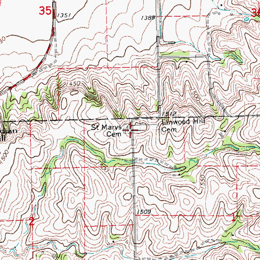 Topographic Map of Saint Marys Cemetery, NE