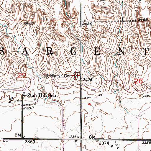 Topographic Map of Saint Marys Cemetery, NE