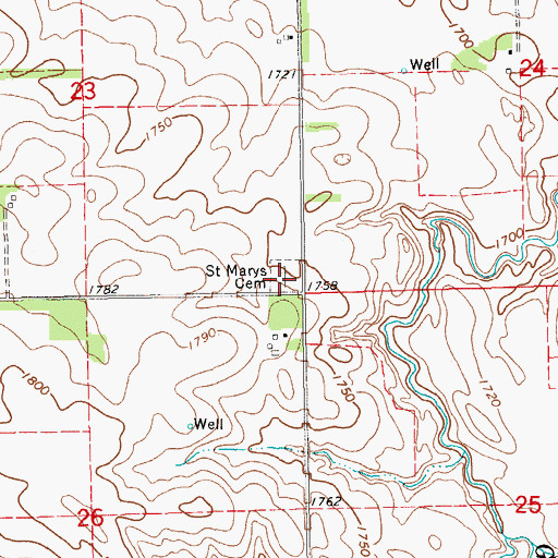 Topographic Map of Saint Marys Cemetery, NE
