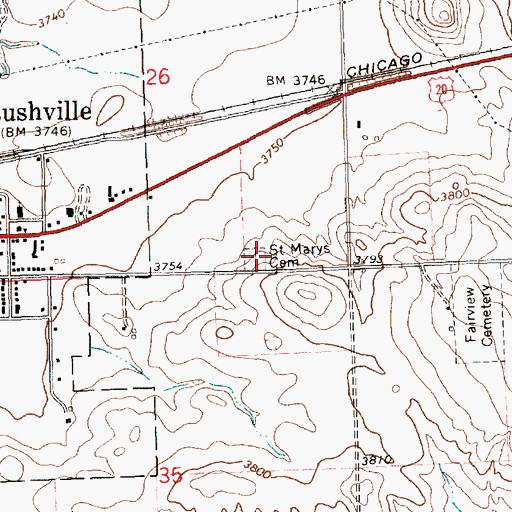 Topographic Map of Saint Marys Cemetery, NE