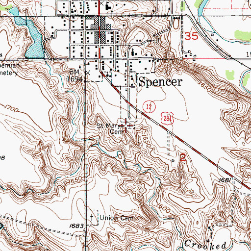 Topographic Map of Saint Marys Cemetery, NE