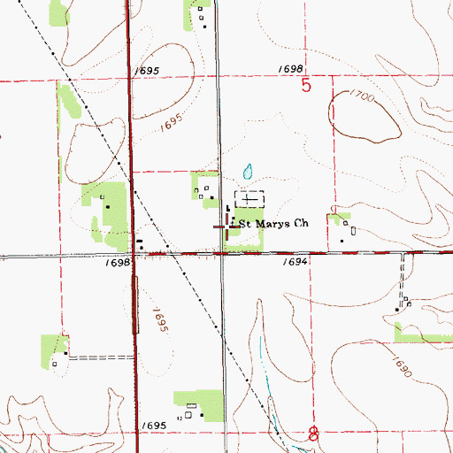 Topographic Map of Saint Marys Church, NE
