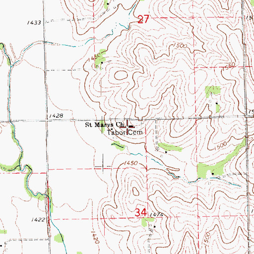 Topographic Map of Saint Marys Church, NE